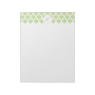 Grünes marokkanisches Muster mit Monogram Notepad Notizblock