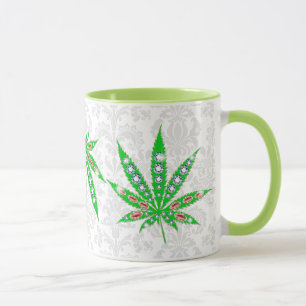 Grünes medizinisches Blatt mit Bling & Glitzer Tasse