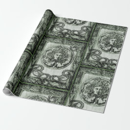 Grünes Medusa-Geschenk-Packpapier Geschenkpapier