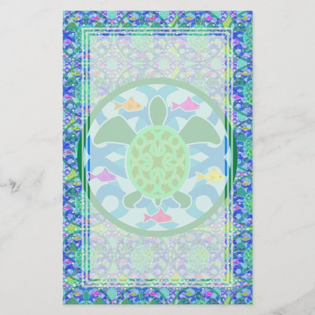 Grünes Meeresschildkröte-Raum-Briefpapier Briefpapier (Vorderseite)