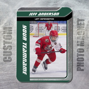 Grünes Metall-Eishockey-Foto Magnet