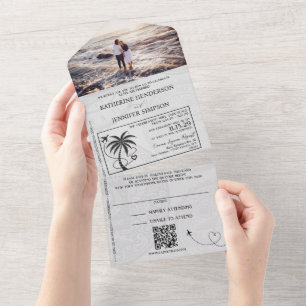 Grünes Mexiko Reisepass Hochzeit All In One Einladung