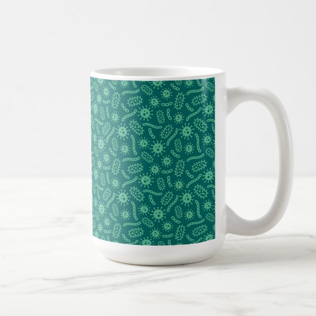 Grünes Mikroben-Muster Kaffeetasse (Rechts)