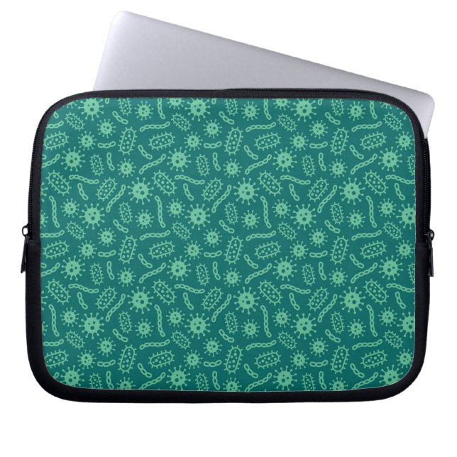 Grünes Mikroben-Muster Laptopschutzhülle (Vorderseite)