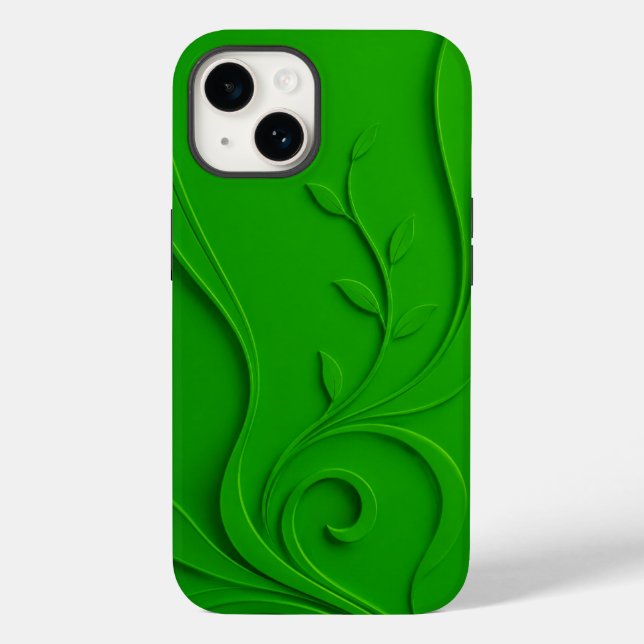 Grünes Minimal-Blatt-Design Case-Mate iPhone 14 Hülle (Rückseite)