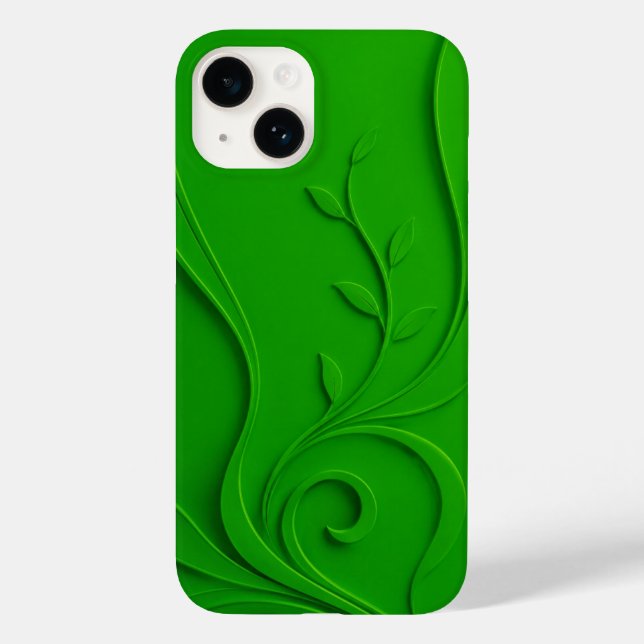Grünes Minimal-Blatt-Design Case-Mate iPhone 14 Hülle (Rückseite)