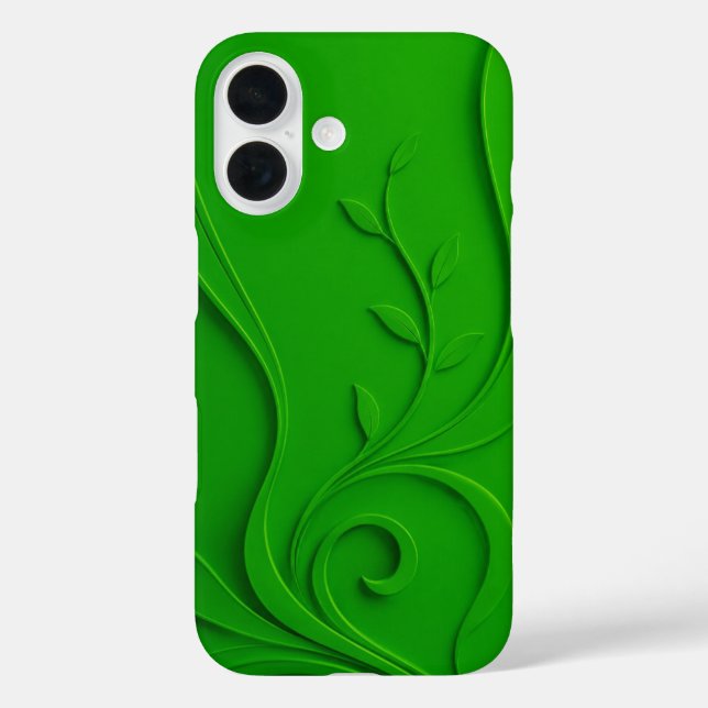 Grünes Minimal-Blatt-Design iPhone 16 Hülle (Rückseite)