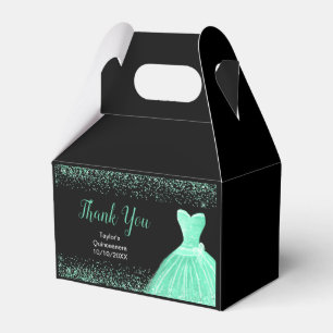Grünes Minz-Kleid mit falschem Glitter Quinceanera Geschenkschachtel