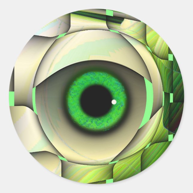 Grünes Mit Augen Monster Runder Aufkleber (Vorderseite)