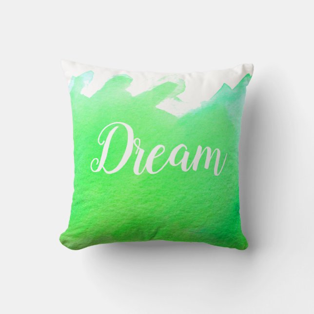 Grünes, modernes, einfaches Aquarelldesign Kissen (Vorderseite)