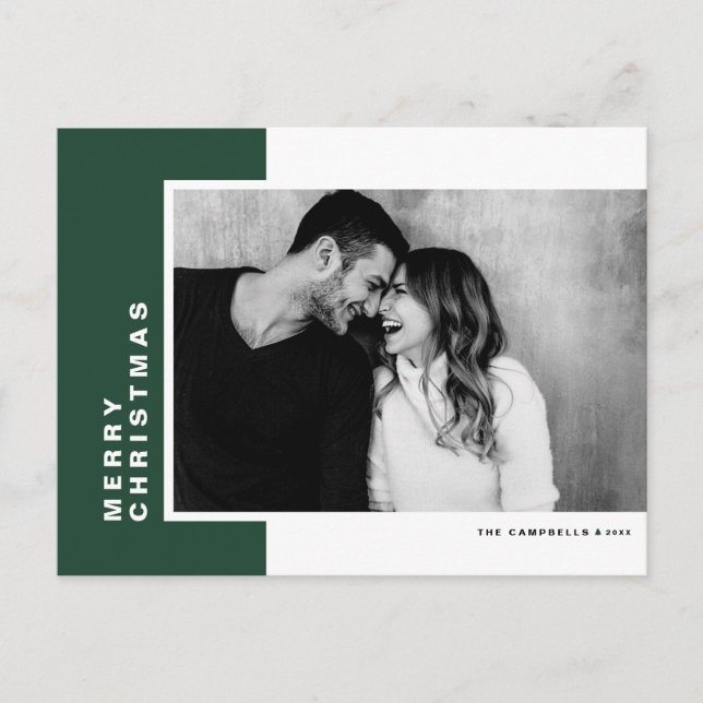 Grünes, modernes Foto, frohe Weihnachten (Vorderseite)