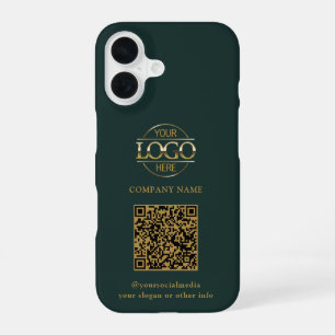 Grünes modernes Geschäftslogo & QR-Code-Promotion iPhone 16 Hülle