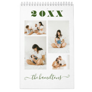 Grünes, modernes Minimalistisches Foto Neujahr Kalender
