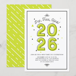 Grünes, modernes Typografie 2022 Silvester-Party Einladung