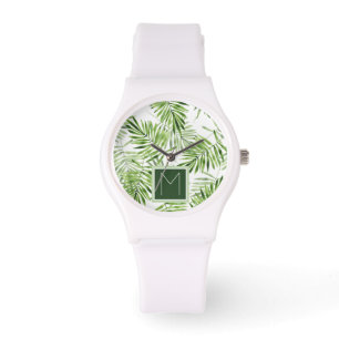 Grünes Monogramm der Palmblatt-  Armbanduhr