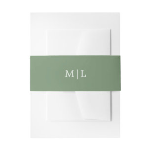 Grünes Monogramm Einfache Einfarbige Hochzeit Einladungsbanderole