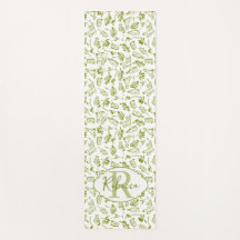 Grünes Monogramm Elegant Olivenflaschen-Blattmuste