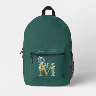 Grünes Monogramm M Name  Bedruckter Rucksack