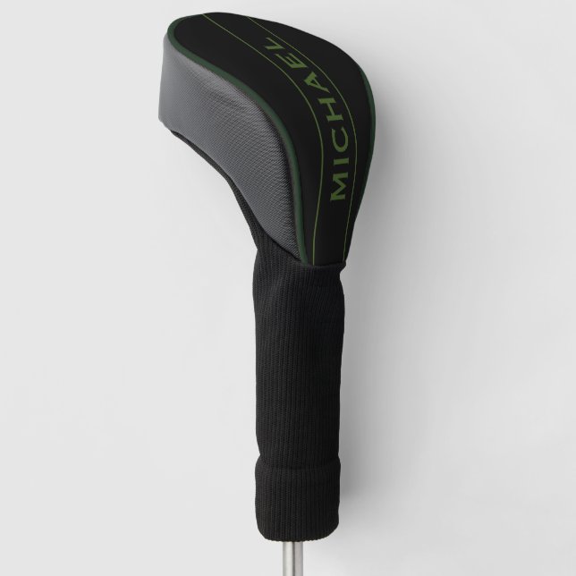 Grünes Monogramm und personalisierter Name  Golf Headcover (angewinkelt)