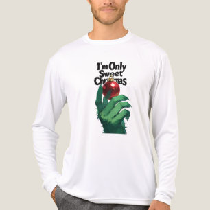 Grünes Monster hält roten Weihnachtsbaumschmuck Tri-Blend Shirt