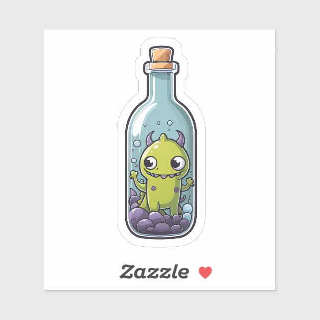 Grünes Monster in einer Flasche Aufkleber (Blatt)