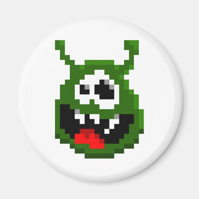 Grünes Monster - Pixel Art Magnet (Vorne)