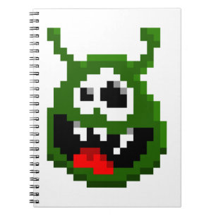 Grünes Monster - Pixel Art Notizblock