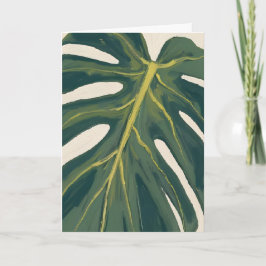 Grünes Monstera-Blatt Botanische Pflanze Aquarell Karte