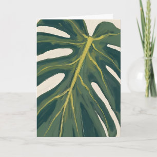 Grünes Monstera-Blatt Botanische Pflanze Aquarell Karte