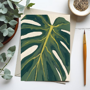 Grünes Monstera-Blatt Botanische Pflanze Aquarell Postkarte