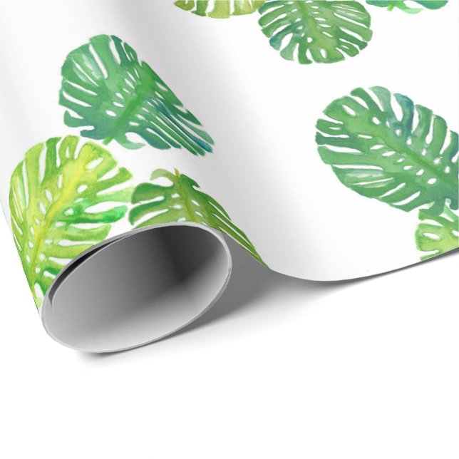 Grünes Monsteraler Dschungelwackelpapier Geschenkpapier (Rolleneckpunkt)