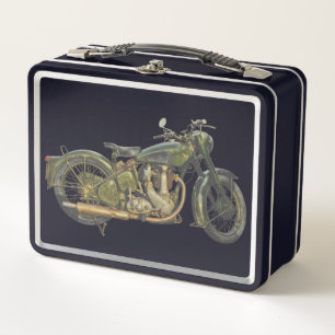 Grünes Motorrad Metall Brotdose