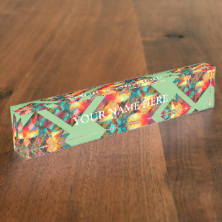 Grünes Multikaleidoskop-Schreibtisch Namensschild Namensplakette