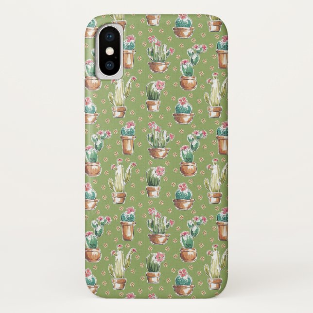 Grünes Muster des Wüsten-Blüten-Schritt-| Case-Mate iPhone Hülle (Rückseite)