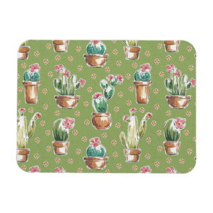 Grünes Muster des Wüsten-Blüten-Schritt-  Magnet