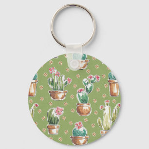 Grünes Muster des Wüsten-Blüten-Schritt-  Schlüsselanhänger