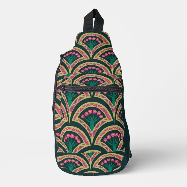 Grünes Muster in der Muschel Crossbody Bag (Vorderseite)