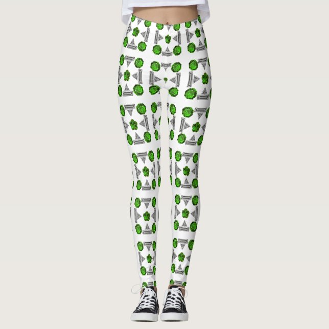 Grünes Muster Leggings (Vorderseite)