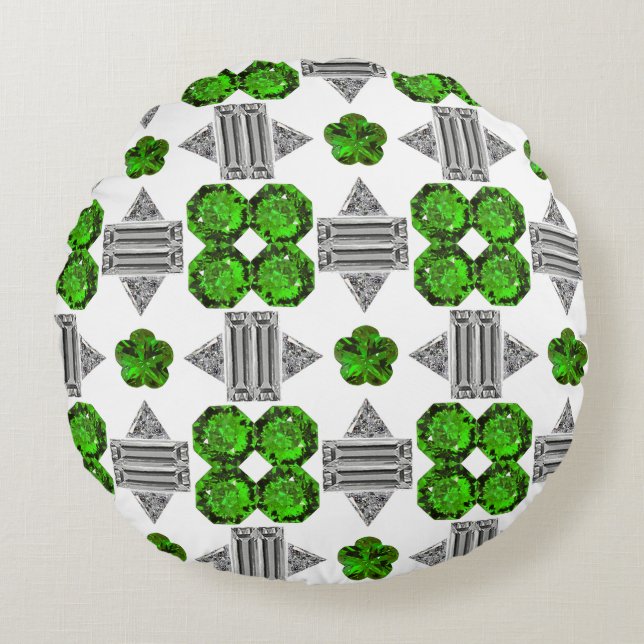 Grünes Muster Rundes Kissen (Vorderseite)