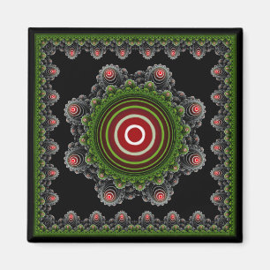 Grünes natürliches Fraktal gerahmte Ornamente Magnet