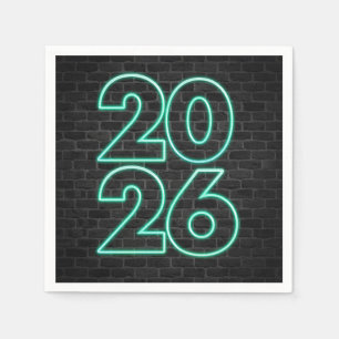 Grünes Neon Hew Jahr 2025 Serviette