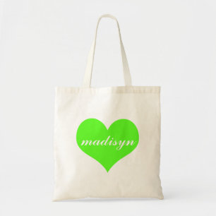 Grünes Neonherz-personalisierte Budget-Tasche Tragetasche