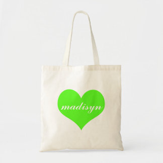 Grünes Neonherz-personalisierte Budget-Tasche Tragetasche