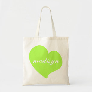 Grünes Neonherz-personalisierte Budget-Tasche Tragetasche