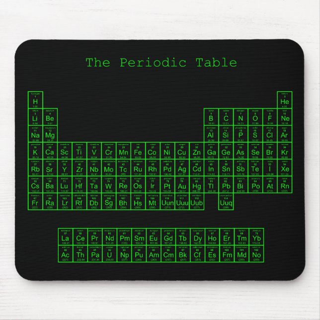 Grünes NeonPeriodensystem Mousepad (Vorne)