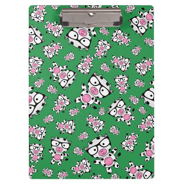 Grünes Nerdkuhmuster Klemmbrett (Vorderseite)