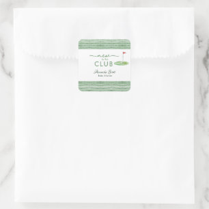 Grünes Neues im Club Golf Thema Babyparty Quadratischer Aufkleber