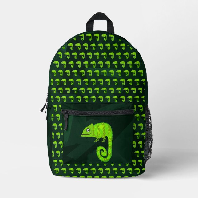 Grünes niedliches Chamäleon Bedruckter Rucksack (Vorderseite)