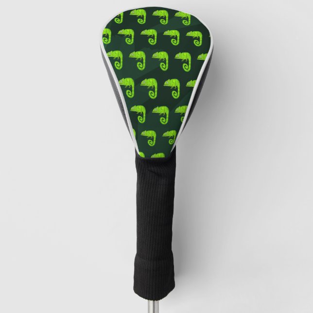 Grünes niedliches Chamäleon Golf Headcover (Vorderseite)