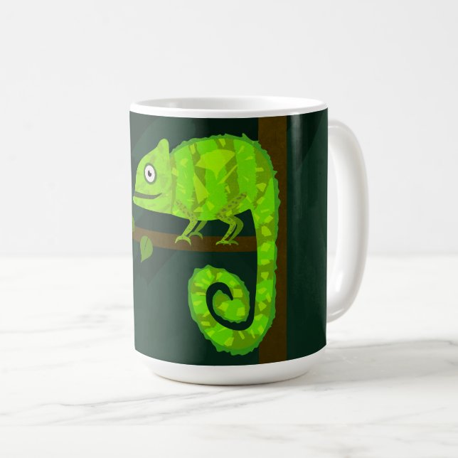 Grünes niedliches Chamäleon Kaffeetasse (VorderseiteRechts)